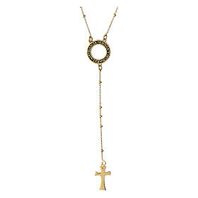 Agios Speranza rosary, round cut-out medal, gold plated 925 silver