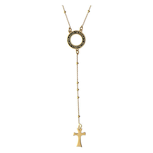 Agios Speranza rosary, round cut-out medal, gold plated 925 silver 1