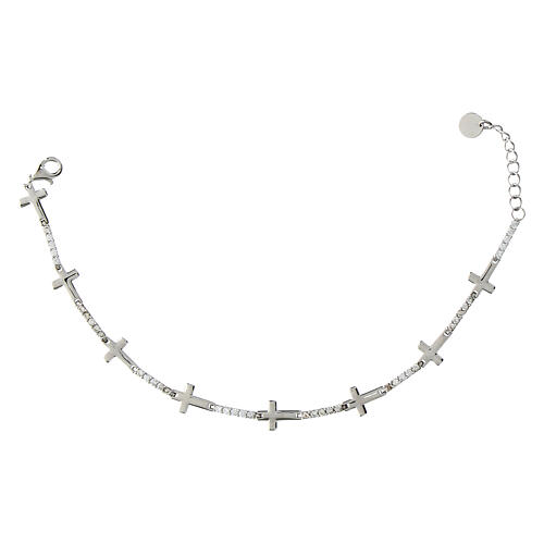 Armband von Agios, Kreuz-Anhänger, 925er Silber, weiße Zirkone 1