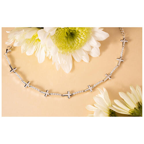 Armband von Agios, Kreuz-Anhänger, 925er Silber, weiße Zirkone 4