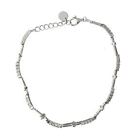 Bracelet of small crosses and white rhinestones, 925 silver