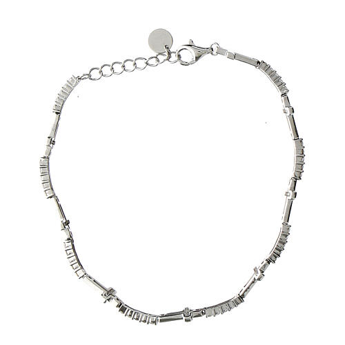 Cross bracelet 925 silver with white zircons 2