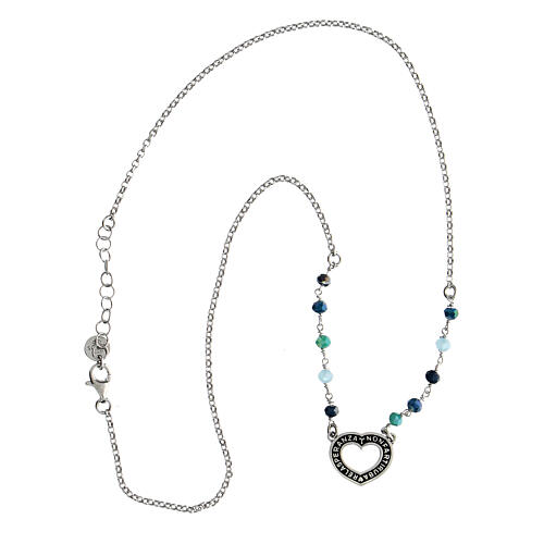 Necklace Agios with burnished heart, 925 silver and blue beads 3