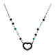 Necklace Agios with burnished heart, 925 silver and blue beads s1