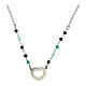 Necklace Agios with burnished heart, 925 silver and blue beads s2