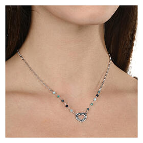 Collana argento 925 multiceleste Agios cuore brunito
