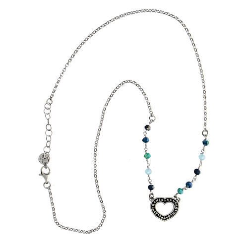 Collana argento 925 multiceleste Agios cuore brunito 5