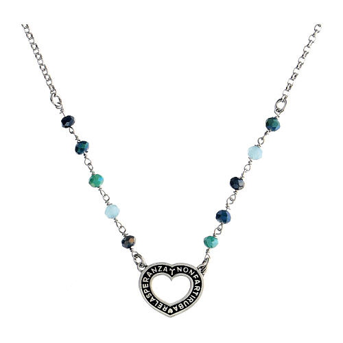 Heart necklace burnished 925 silver multi-blue Agios 1