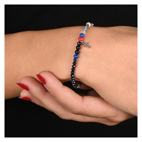 Bracelet Vie de Jésus Benedictus croix zircons rouges 2