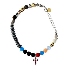 Life of Jesus bracelet Benedictus cross red white zircons