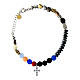 Bracciale Iesus zirconi blu perline croce Agios s3