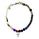 Iesus cross bracelet with blue beads zircons Agios s2