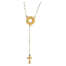 Agios rosary necklace, gold plated 925 silver and white rhinestones
