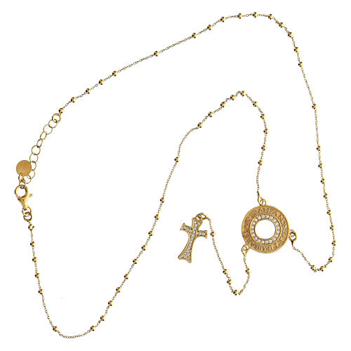 Agios rosary necklace, gold plated 925 silver and white rhinestones 3