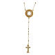 Agios rosary necklace, gold plated 925 silver and white rhinestones s1