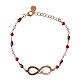 Infinity bracelet by Agios, red and brown stones, rosé 925 silver s1