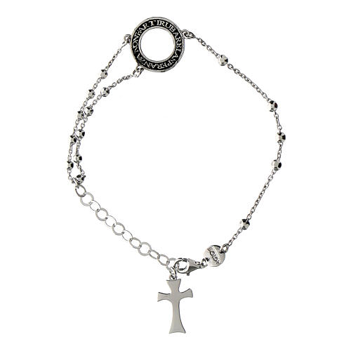 Agios 925 silver cross rosary bracelet 1