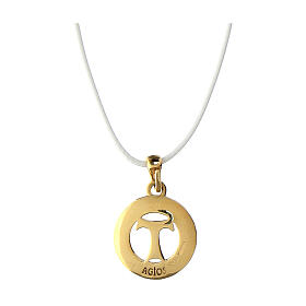 Lanyard necklace with tau cross, gold plated 925 silver, Agios