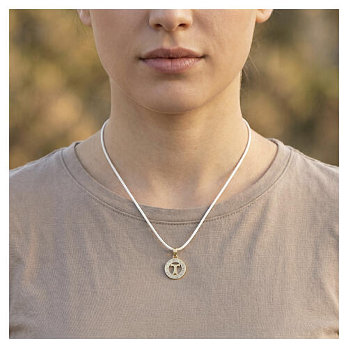 Collana Benedictus croce Tau argento 925 dorato 2