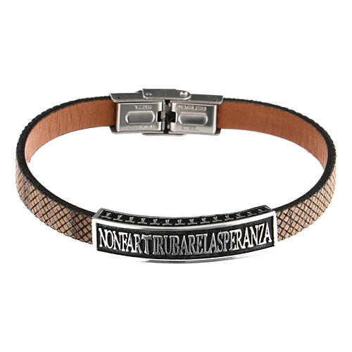 Pulseira madeira natural marrom com placa prata 925 Agios 1