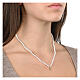 Collana perline bianche croce zirconi blu Agios argento 925 s2