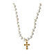 Collana perline bianche croce zirconi blu Agios argento 925 s3