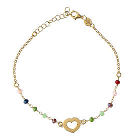 Agios bracelet, colourful beads, gold plated 925 silver