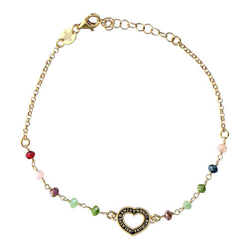 Agios bracelet, colourful beads, gold plated 925 silver 1