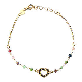 Bracciale cuore zirconi colorati argento 925 dorato Benedictus