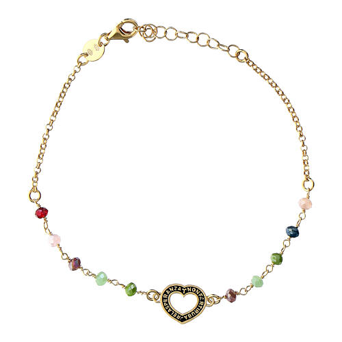 Bracciale cuore zirconi colorati argento 925 dorato Benedictus 1