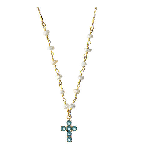 Collier argent 925 croix zircons bleu ciel Agios 1