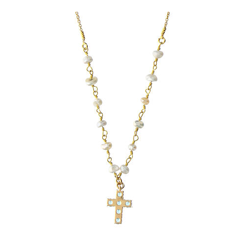 Collana argento 925 croce zirconi azzurri Agios 2