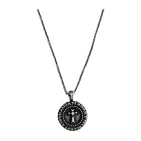 Agios necklace of blackened 925 silver, medal with cross