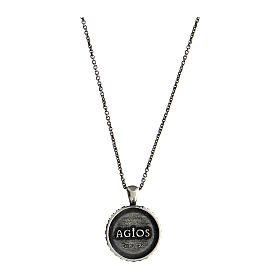 Agios necklace of blackened 925 silver, medal with cross