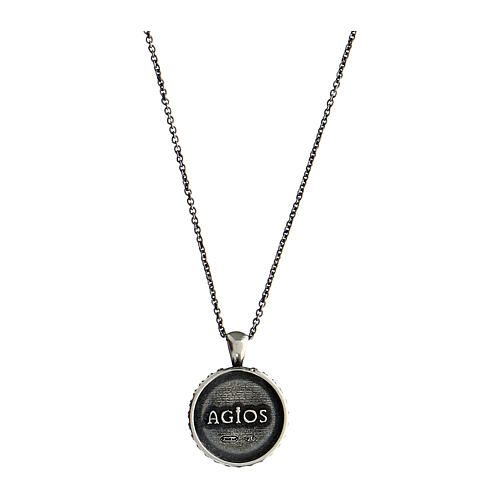 Agios necklace of blackened 925 silver, medal with cross 2