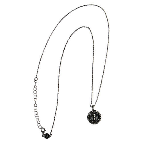 Agios necklace of blackened 925 silver, medal with cross 3