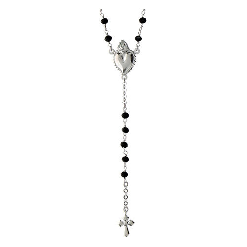 Collier chapelet grains noirs Agios argent 925 1