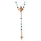 Agios rosary with Sacred Heart and blue beads, rosé 925 silver s1