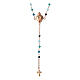 Agios rosary with Sacred Heart and blue beads, rosé 925 silver s2