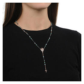 Collier chapelet grains nuances bleu argent 925 rosé Agios