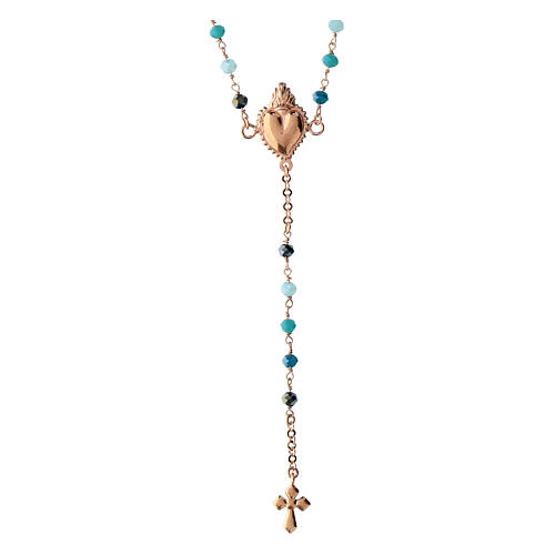 Collier chapelet grains nuances bleu argent 925 rosé Agios 1