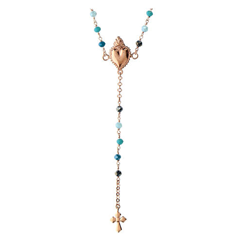 Collier chapelet grains nuances bleu argent 925 rosé Agios 3
