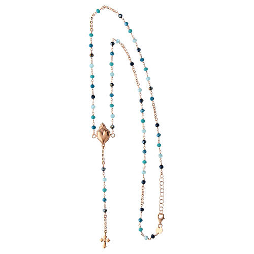 Collier chapelet grains nuances bleu argent 925 rosé Agios 4