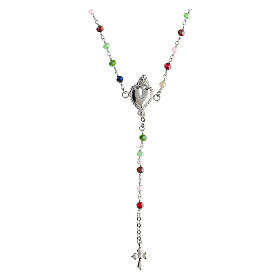 Rosenkranz-Kette von Agios, 925er Silber, Rosé-Finish, verschiedenfarbige Perlen