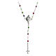Agios rosary necklace, 925 silver, multicoloured beads and Sacred Heart s2