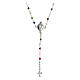 Agios rosary necklace, 925 silver, multicoloured beads and Sacred Heart s3