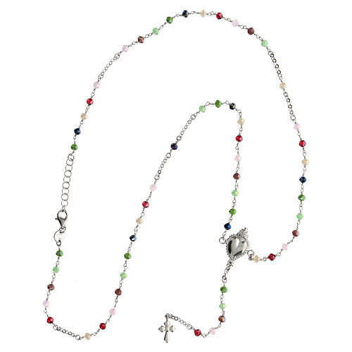 Collana rosario pietrine multicolor Sacro Cuore Benedictus argento 925 4