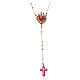 Agios rosary with Sacred Heart and red rhinestones, rosé 925 silver s1