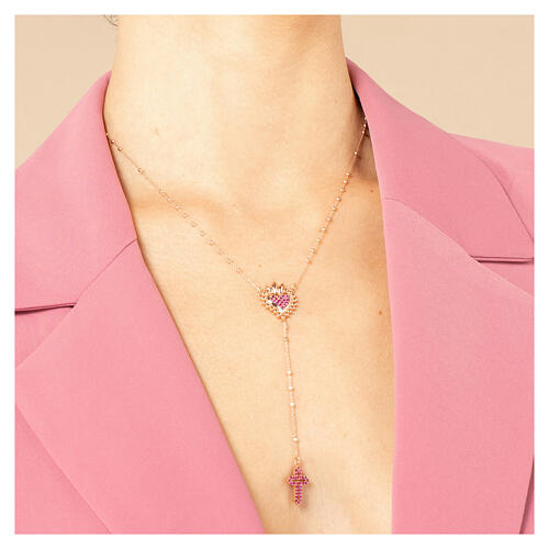 Collana argento 925 croce zirconi rubino Agios 2