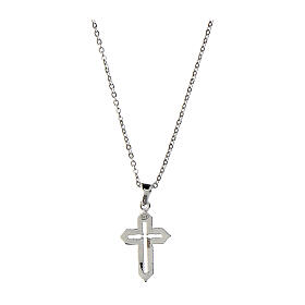 Agios necklace with black rhinestones cross, 925 silver